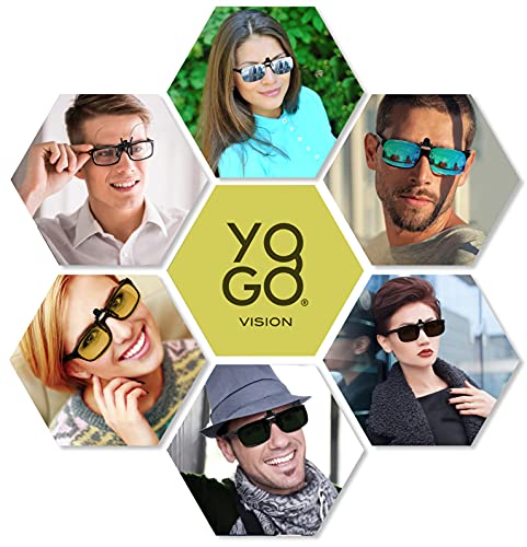 Yogo Vision Clip on Sunglasses for Men Women Clip-on Over Prescription Eyeglasses Easy Flip up Polarized Shades (3 Pack)4