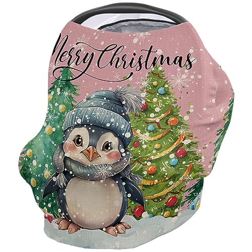 Nursing Cover for Breastfeeding Scarf, Christmas Xmas Tree Grey Baby Car Covers Super Soft Multi Use for Canopy Shopping Cart Cover Blanket Stroller Cover