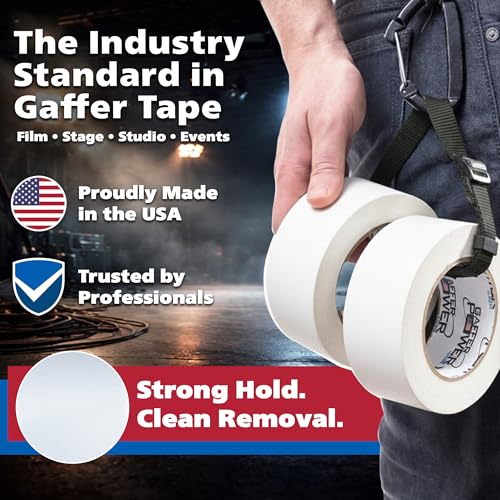 Image of White Gaffer Tape 2 Inch x 30 Yards, Pro Grade Made in USA, Residue-Free Removal, Matte Non Reflective Cloth Tape, Writable Surface for Cable Labeling, Floor Tape for Stage & Studio