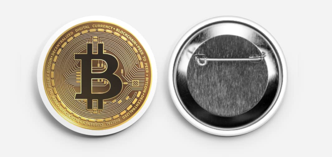 Crypto-Fosho - Bitcoin Logo Pin - 2.25" by 2.25" Crypto BTC Gear, Perfect for Your Clothes, Backpack, Jacket or More to Show Your Support