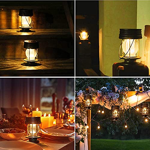 Pearlstar Solar Lanterns Outdoor Hanging Solar Lights With Handle For Pathway Yard Patio Garden Decoration, Waterproof Outside Solar Table Lamp,2 Pack 5.5"H (Warm Lights) #TOP2