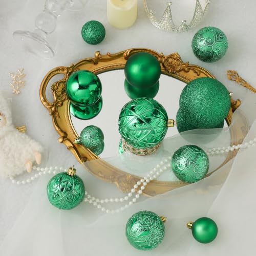 SZVRL Christmas Balls Ornaments -36pcs Shatterproof Christmas Tree Decorations with Hanging Loops for Xmas Tree, Holiday Party, Wedding & Indoor Home Decor,6 Styles in 3 Sizes (Green) - image 6