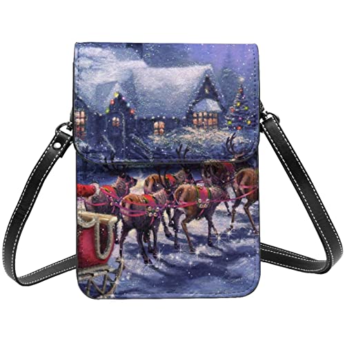 Pochette téléphone portable cuir noir Noël pour garder mains libres