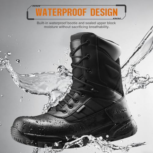 NINGO Composite Toe Boots for Men, Waterproof Work Boots with Side Zipper, Non Slip and Puncture Proof Protection, Lightweight Design, 8'' Leather Safety Shoes for Construction, Industrial, Outdoor4