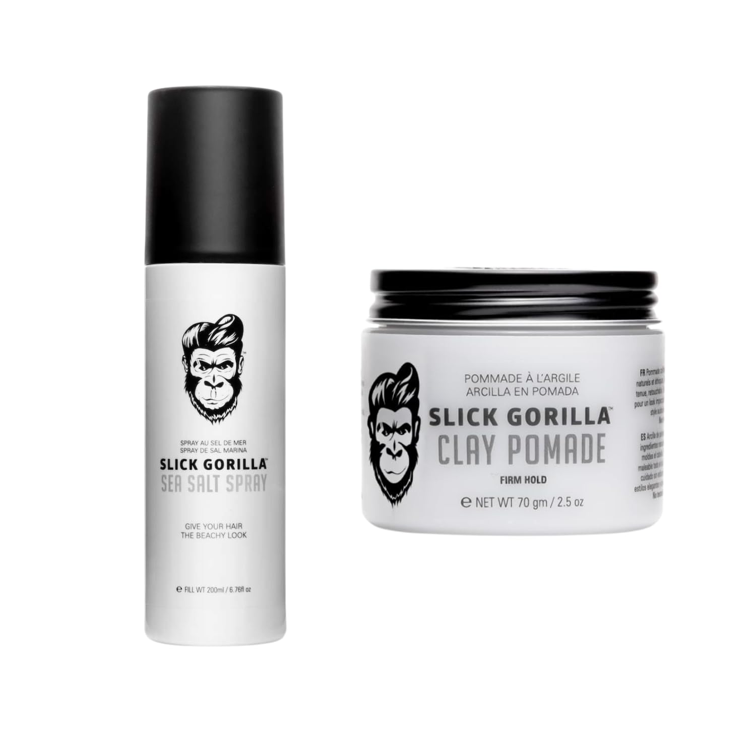 Slick Gorilla Mens Styling Bundle Sea Salt Spray 200ml Clay Pomade 2 5 oz Textured Volume Matte Finish