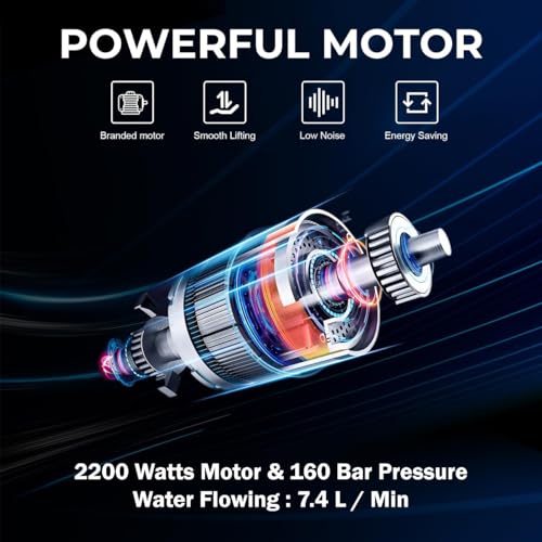 Image of IBELL iGreen550 High Pressure Washer, 2200W Induction Motor, 160 Bar Car Washer High Pressure Gun, 7.4 L /Min Flow, 5M Hose, Portable Pressure Washer for Car, Bike, Home & Outdoor Cleaning