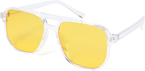 FEISEDY Gafas de sol estilo aviador cuadradas retro para mujeres y hombres, vintage de los 70, marco de plástico de moda, B2835