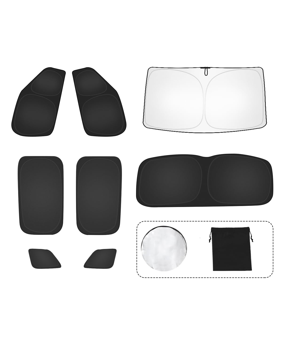 Juego de 8 parasoles para coche EVOOOR para Skoda Kodiaq (2017–2024) – Cobertura completa para parabrisas, ventanillas laterales, ventanas triangulares y luneta trasera – Protección UV y contra el