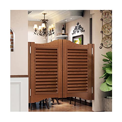 Louvered Café Interior Swing Solid Wood Door,Wooden Swinging Cowboy Door,Self Closing Double Action Swinging Door for Cafe Saloon Pub Doors Gate,Metal Hinges,Custom,B,W80xH90cm(31x35in)