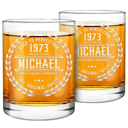 2 Personalized Whiskey Glasses - Custom Whiskey Gifts for Men
