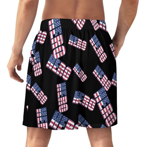 Hero with U.S.A Flag Men's Pajama Bottoms Lounge Pj Shorts Stretch Sleep Shorts for Home Vacation Beach3