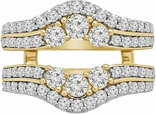 2 Carat Lab Created Diamond Ring Enhancer Guard Wrap, 14K Yellow Gold Finish