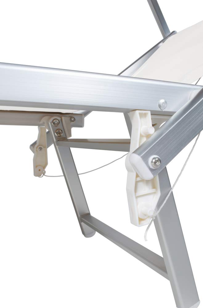 VERDELOOK | Rimini, Lettino da Mare con Parasole, 186x61x38 cm, Bianco, per Giardini, Piscine, Terrazze, Lettino Prendisole