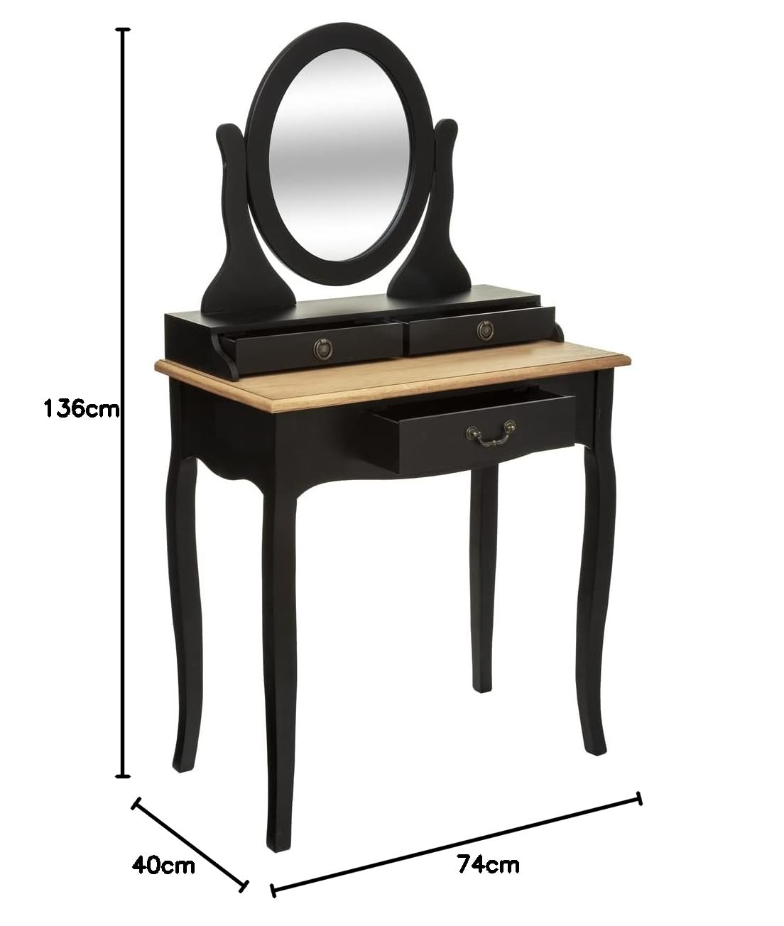Atmosphera Toaletka z szufladą Chrysa Czarna H 136 cm