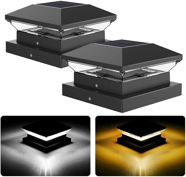 Capuchon de poteau solaire 9x9 à 12x12 cm IP65 lot de 2 lampes de clôture