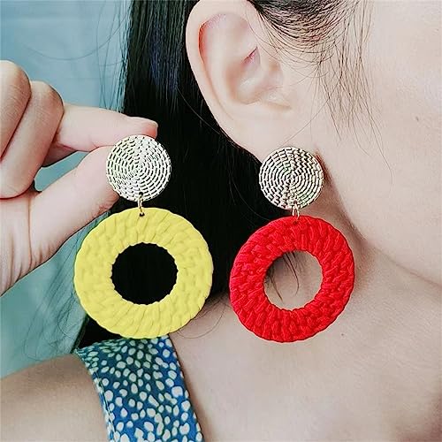Boho Acrylic Geometric Round Braided Drop Dangle Earrings for Women3