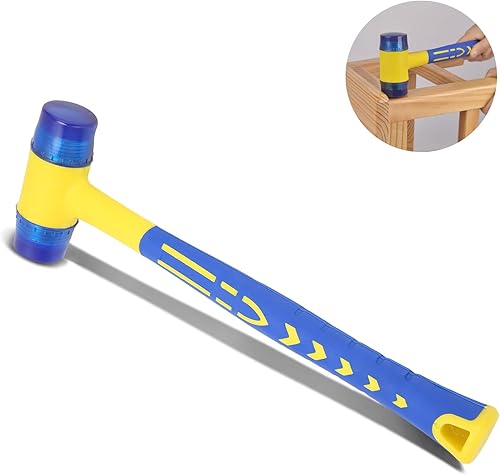 Miniatura 9 de Martillo de goma de nailon de doble cabeza de 1.181 in, mazo de metal, multiuso, doble cara y ligero, martillo suave para decoración del hogar,