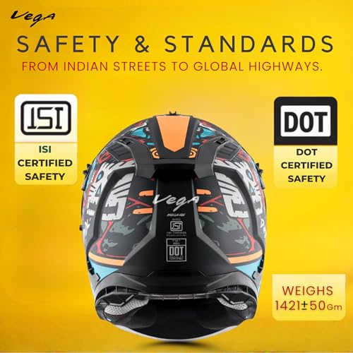 Image of Vega VF 11 Dirt-X Challenge Full Face Riding Helmet with Matte Shock Absorbing Shell, Aerodynamic Design, Ventilated Interior, Aggressive Racing Styling Dull Black Red -XL