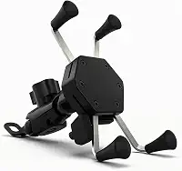 Suporte de Celular para Moto Carregador 2.4a USB Garra Fixação no Retrovisor ou Parafuso do Guidão