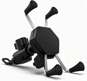 Suporte de Celular para Moto Carregador 2.4a USB Garra Fixação no Retrovisor ou Parafuso do Guidão