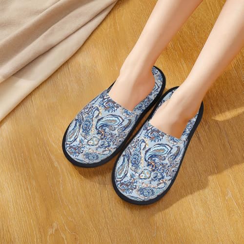 Paisley Floral Branches Print House Slippers For Women And Men,Soft Slippers With Memory Foam,Non-Slip Indoor Home Shoes4