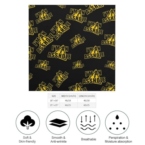 Warning I'M An Asshole Bandanas Face Mask Square Scarf Headwear Silk Head Scarves Lightweight Wrap Neck Scarf2