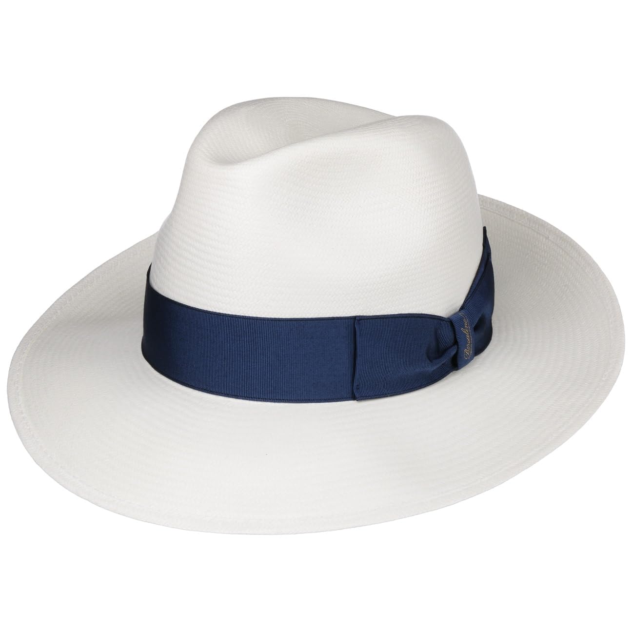 Borsalino Chapeau Panama Big Brim Femme/Homme - Made in Italy Paille de Bogart avec Ruban Gros Grain, Grain Printemps-ete Ete