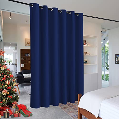 Image of RYB HOME Extra Wide Curtain - Blackout Room Divider Curtain Heavy Weight Space Separation Backdrop Room Darkening Curtains for Bedroom Living Room Dining Apartment, W 120 x L 96, Navy Blue