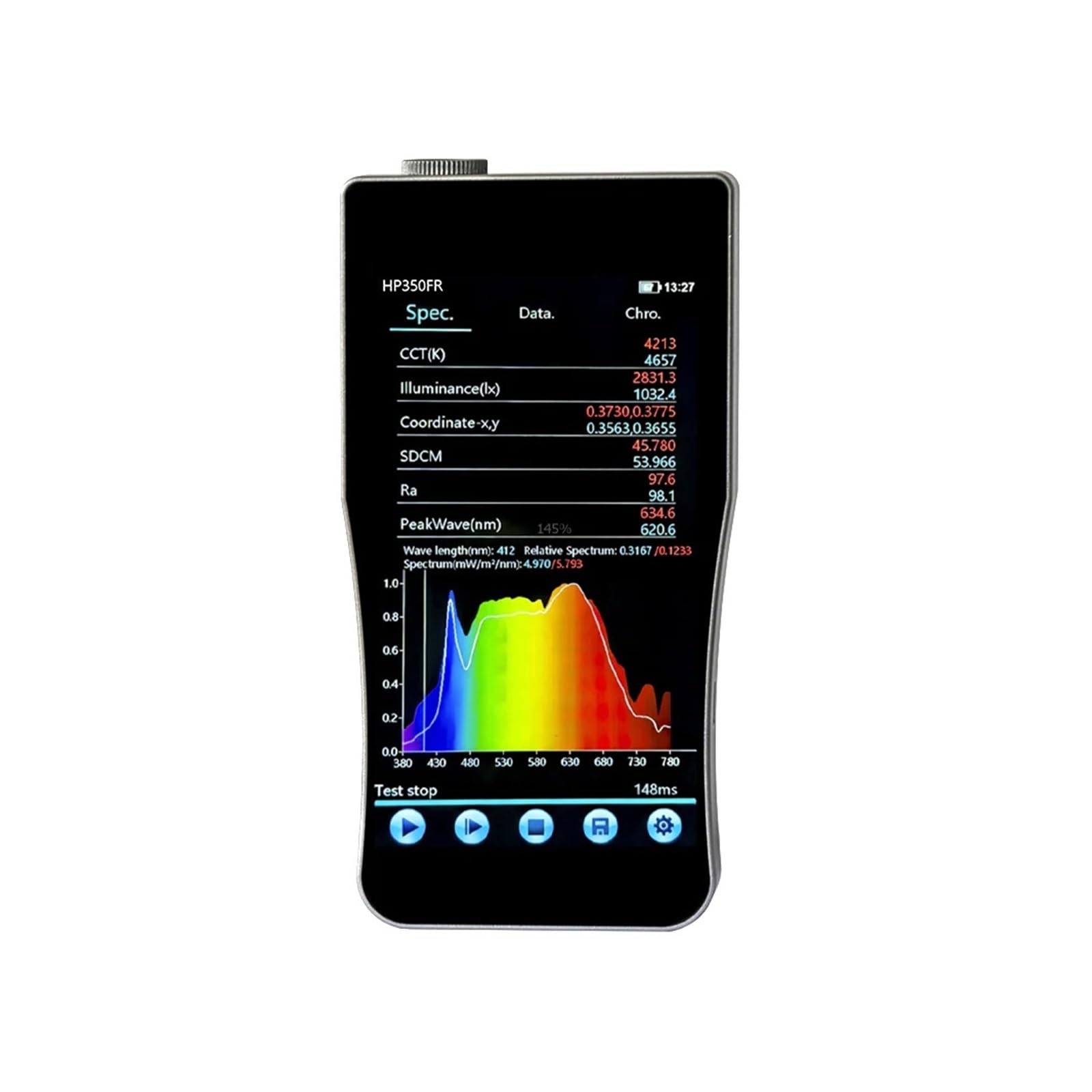 Mthckxjbsuz One Color Spectrometer Portable, Digital 380-1000Nm Ir Spectral Irradiance Meter For Uv-Vis-Nir Light