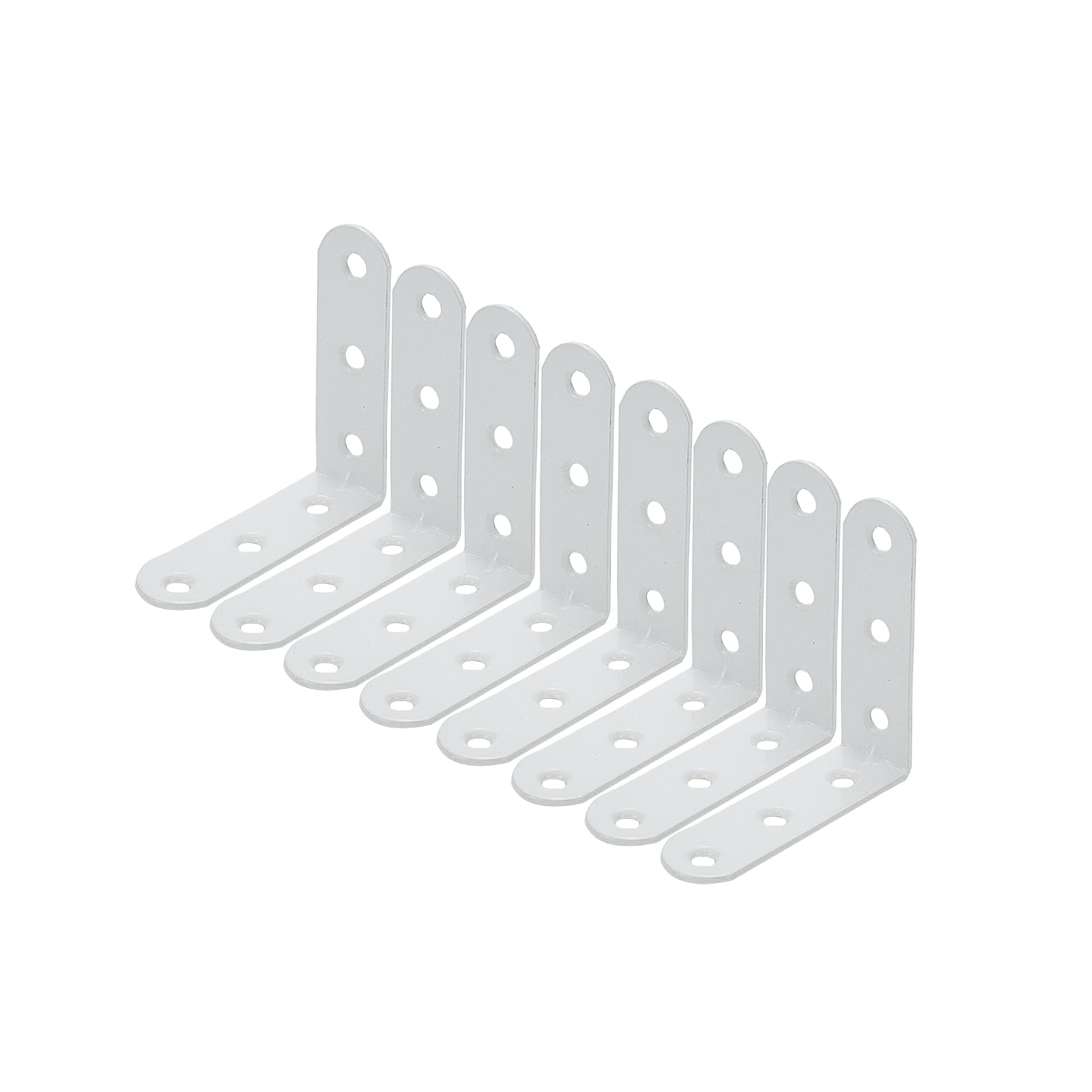 Wealrit 8pcs Right Angle Corner Brace, 2.36 Inch Length L Shape White Right Angle Corner Bracket with Screws