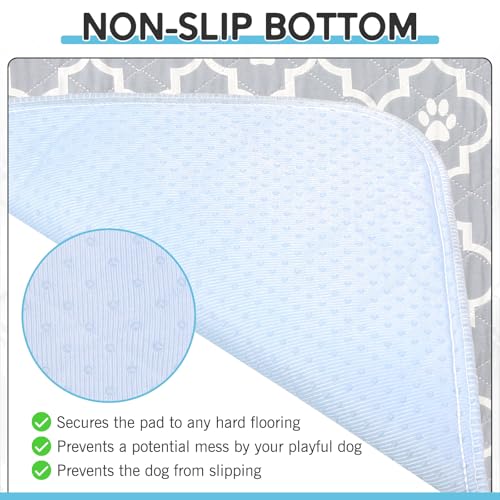 Image of Washable Pee Pads for Dogs - 36 inchx24 inch 4PCS, Whelping Pad for Puppy Training, Playpen Crate Bed Floor Protector, Reusable Dog Potty Pads Non-Slip, Super Absorbent & Odor Controlling, Gray Floral