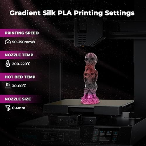 Image of AMOLEN PLA 3D Printing Filament, PLA1.75mm Silk Shiny Black Purple Red Fuchsia 3D Printer Gradient Pla Filament 1KG /2.2lb Compatible with 3D Printer and 3D Pen