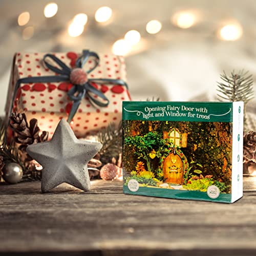 Opening Fairy Door and Window for Trees with Light – Glow in The Dark Yard Art Sculpture Decoration for Kids Room, Wall and Trees Outdoor | Miniature Fairy Garden Outdoor Decor Accessories - Image 4