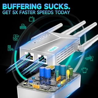 2026 WiFi Extender Signal Booster for Home & Outdoor - 5X Faster Internet Booster with Ethernet Port, Covers 13,000+ Sq.Ft House & Yard | Long Range Wireless Repeater Amplifier, Works with Any Router
