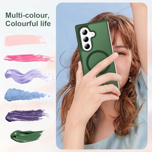 Image of ORETECH Magnetic for Samsung Galaxy Z Fold 7 Case, Translucent Back Non-Slip Hard PC Shockproof Bumper Protective Phone Case Cover for Samsung Z Fold 7 - Green