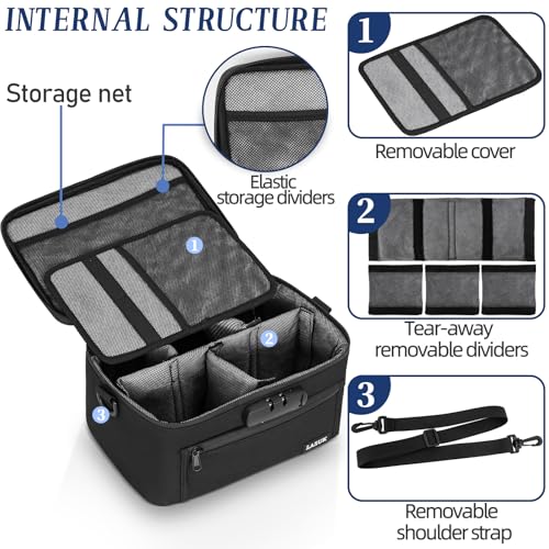 Smell Proof Bag with Lock - Smell Odor Proof Pouch Case with Easy Grip Handle and Clapboard- for Travel Stash Storage - Large - Black2