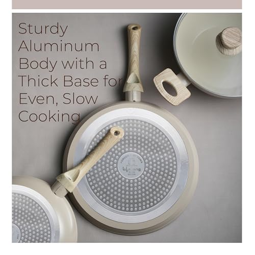 Image of Lifelong 3 Piece Forged Cookware Set With Common Lid |2.2L Kadhai with Lid 24cm |Ceramic Coated |1.4L Fry Pan 24cm | 1.2L Tawa 26cm |Induction & Gas Compatible | Non-Riveted Handle | Non-Stick Coating