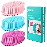 Silicone Body Scrubber Loofah - Set of 3 Soft Exfoliating Body Bath Shower Scrubber Loofsh Brush for Sensitive Kids Women Men All Kinds of Skin