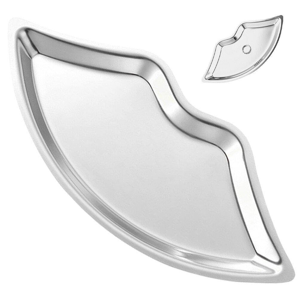Lipfer Lip Shaped Jewelry Tray Stainless Steel Jewelry Display Tray Cosmetics Trinket Jewelry Organizer Decorative Tray for Girls