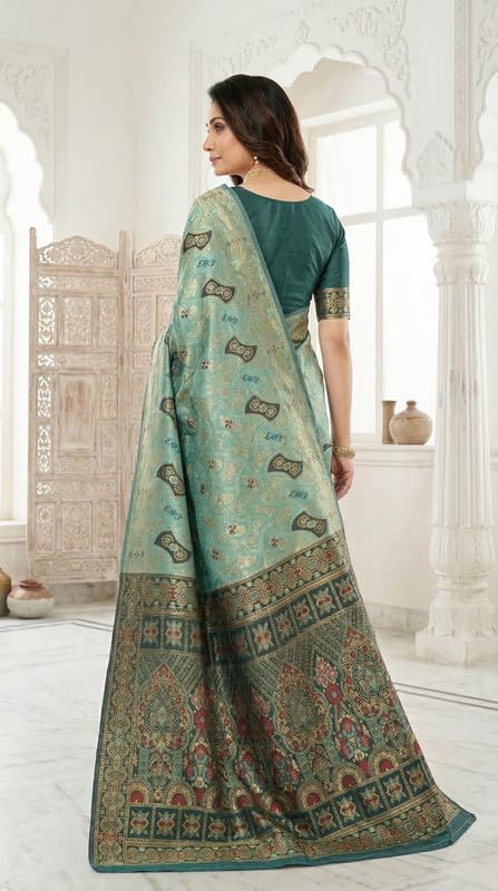 Image of C J Enterprise Women's Pure Soft Silk Saree With Blouse Piece For Wedding (Damru-Patola)