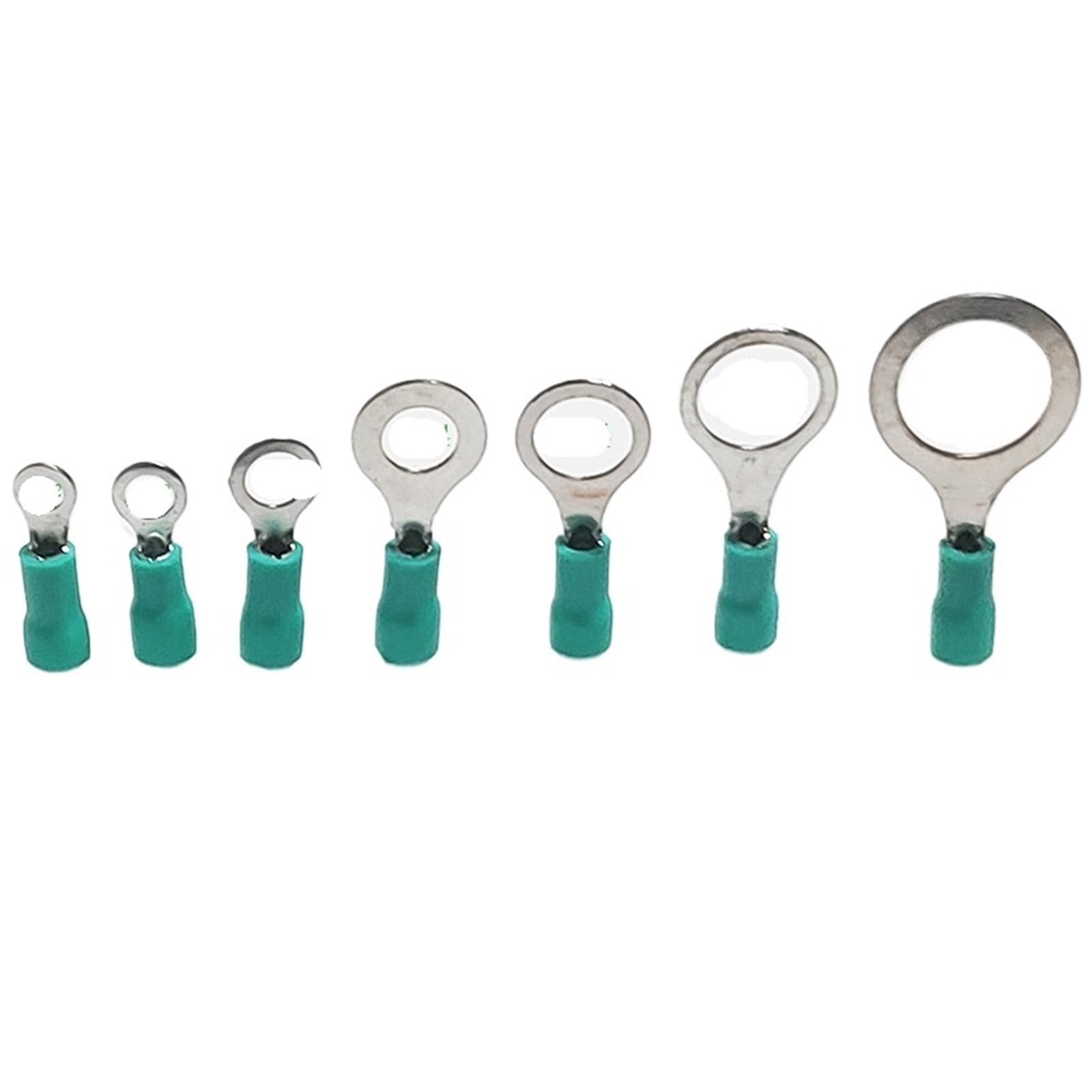 Baynopurin Green Round Insulated Crimp Terminals 50Pcs 0.5 1.5Mm² Awg22 16 Rv1.25 3 4 6 Insulated Tubular Eyelet Ring Cable Lug Crimp Terminal(,Rv1.25-6)