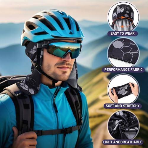 Image of Syhood Helmet Liner with Neck Mask, Cooling Skull Cap Sweat Wicking Cap with Tail Sun Cycling Running Neck Protection Hat