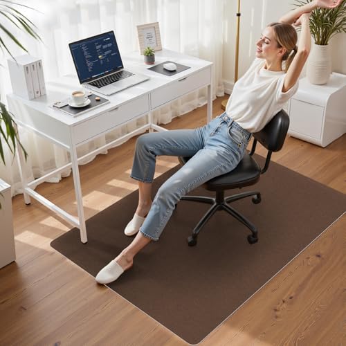 Image of Sycoodeal Office Chair Mat for Hardwood Floor,Slip Resistant Floor Mat | Floor Mat for Office Computer Gaming Chair,Heavy Duty Floor Protector for Rolling Chairs,Easy to Clean,Coffee(40 inchx55 inch)