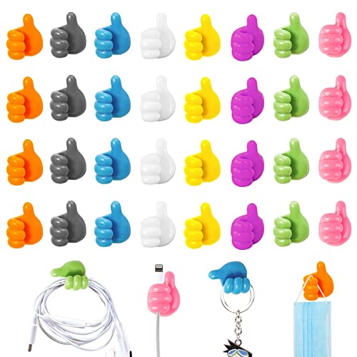 32 Piezas ganchos de pared autoadhesivos de silicona para pulgar ganchos de pared de pulgar de silicona adhesivos impermeables creativos clip de cable mini para el pulgar multifunción Impermeable Cover
