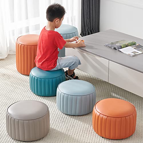 Repose-pieds maison moderne salon chambre petit tabouret rond rembourré cuir PU