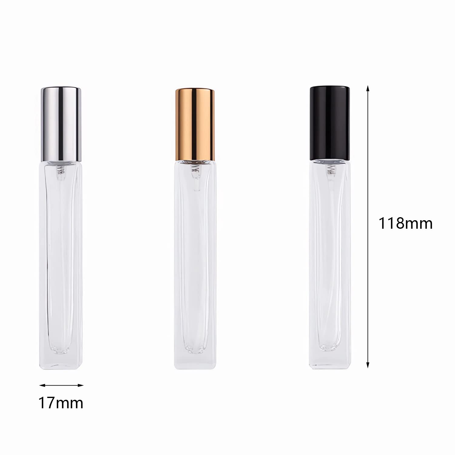 24 Piezas Cuadrado 10ml Transparente Vidrio Mini Atomizador de Perfume Recargable Botella con Tapas de Negro,Portatil de Perfume Bote de Spray Viaje Pulverizador