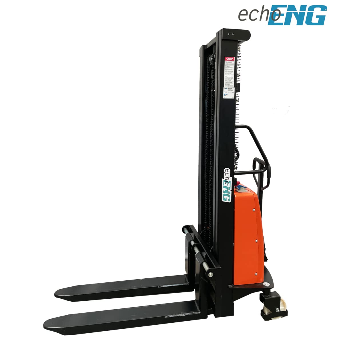 echoENG Carrello elevatore semi-elettrico | Portata 1000 kg | Altezza di sollevamento 3000 mm | Lunghezza forche 1100 mm | Semi-automatico per Europallet | MA SL ES30E