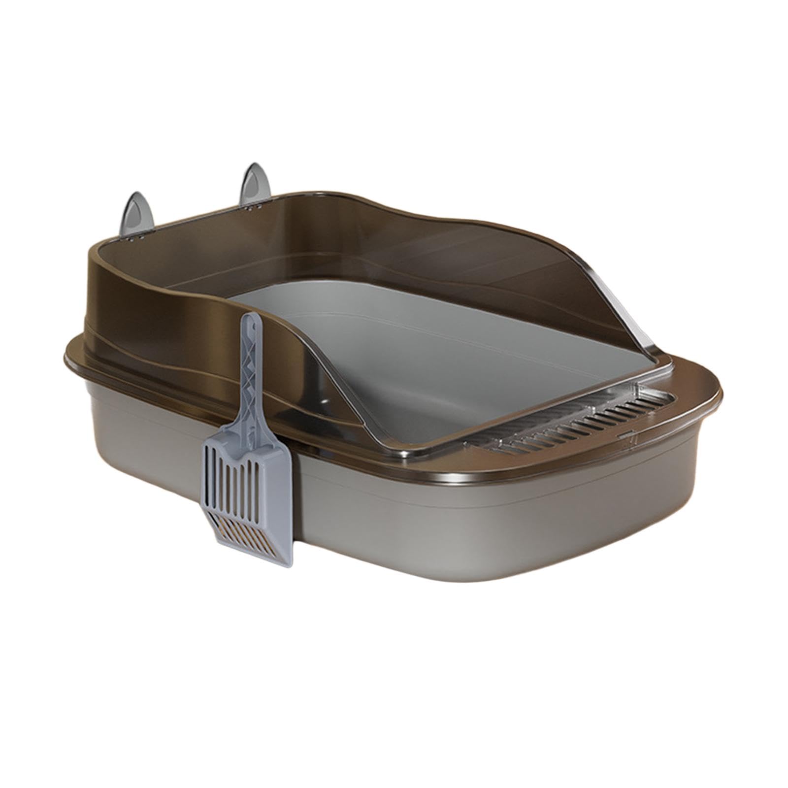 Arenero for Gatos de Lados Altos: Bandeja Grande con Parte Superior Abierta, diseño antisalpicaduras for una Limpieza fácil.(Gray)