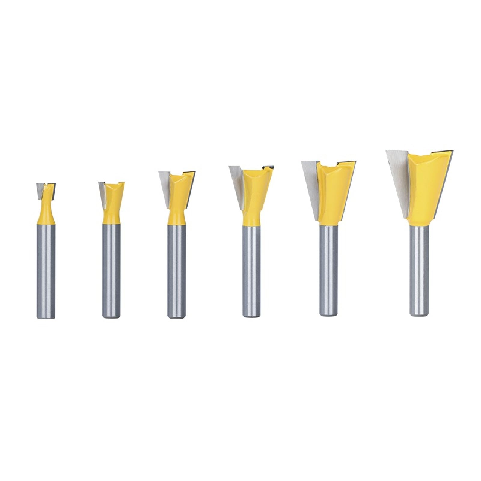 Fresa Per Fresa Per Incisioni Su Legno Con Punta A Coda Di Rondine A Coda Di Rondine Da 1/4,6pcs Set 6.35-22mm