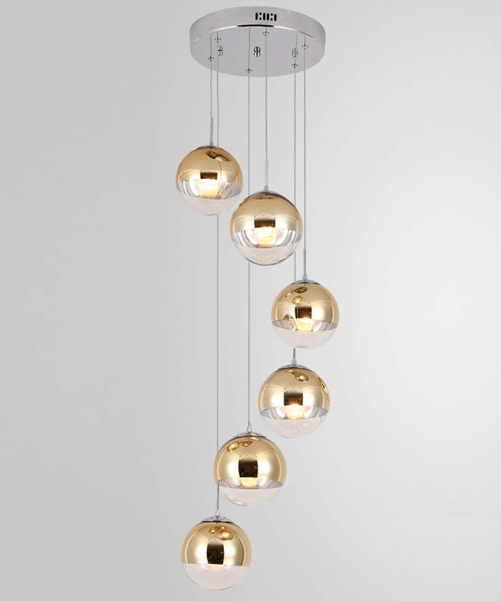 Lustre 6 boules de verre pour salon minimaliste et villa duplex